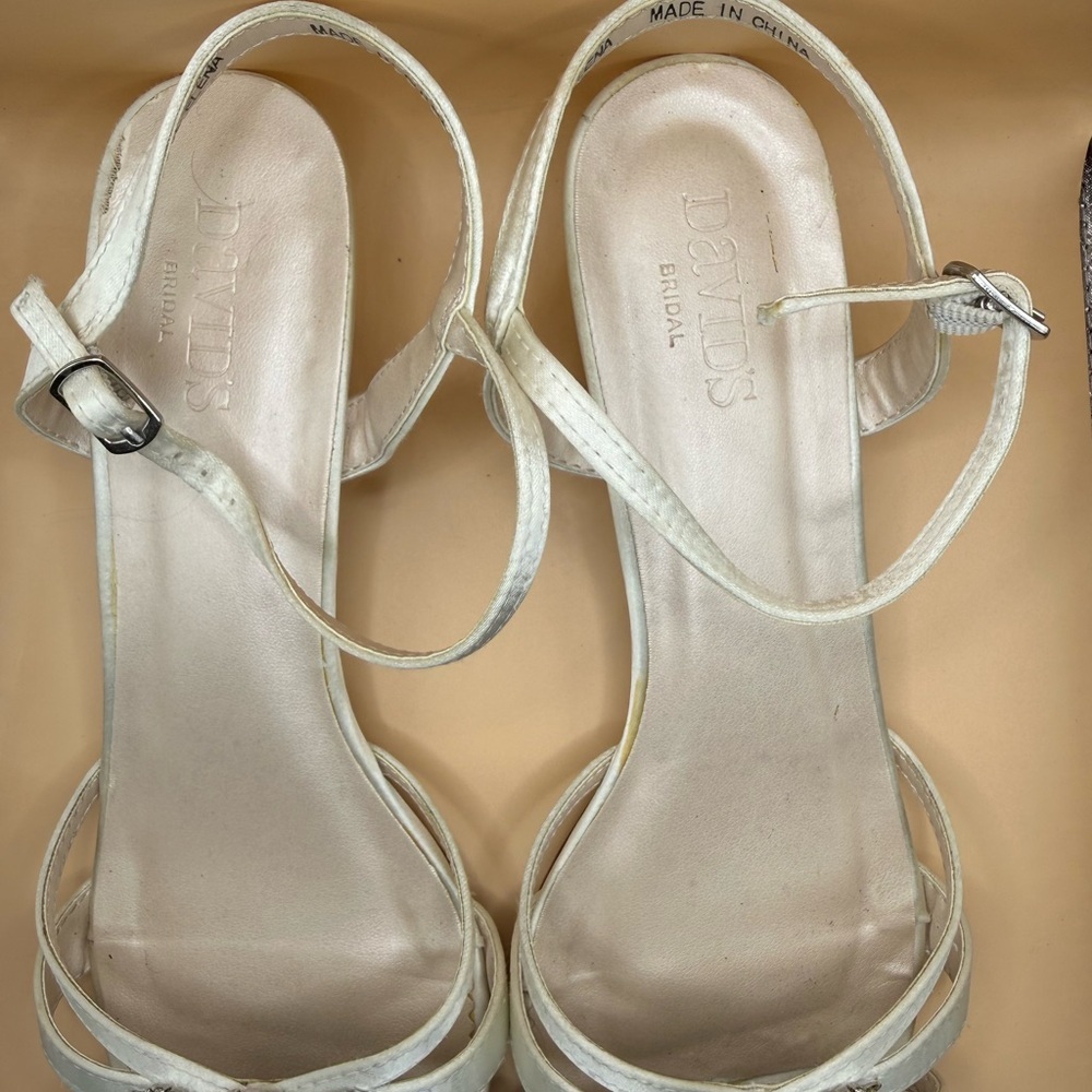 David's Bridal dyed light Ivory Sandals with Rhinestone Detail - Picture 9 of 13